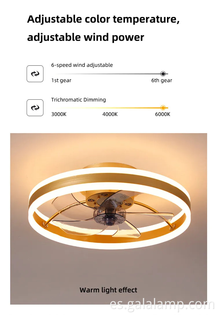 Ventilador de techo acrílico transparente moderno con control remoto
